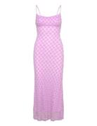 Adoni Mesh Midi Dress Knælang Kjole Purple Bardot