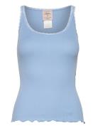 Cotton Top Regular W/ Lace Tops T-shirts & Tops Sleeveless Blue Barbar...