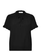 Blouse W/Ruffles Tops Blouses Short-sleeved Black Rosemunde