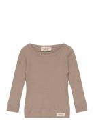 Plain Tee Ls Tops T-shirts Long-sleeved T-Skjorte Brown MarMar Copenha...