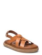 Trunca Black Leather Sandals Flade Sandaler Brown ALOHAS