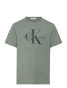 Ck Monogram Ss T-Shirt Tops T-Kortærmet Skjorte Green Calvin Klein