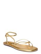 Metallic Strap Sandals Flade Sandaler Gold Mango