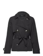 Vmzoa Trenchcoat Trenchcoat Frakke Black Vero Moda