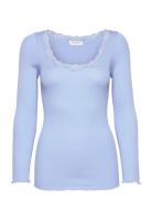 Rwbabette Ls U-Neck Lace Top Tops T-shirts & Tops Long-sleeved Blue Ro...