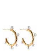 Palma Hoop 5 Pearls Accessories Jewellery Earrings Hoops Gold By Jolim...