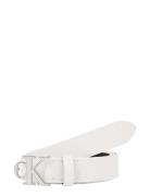Faceted Round Buckle Belt 2.0 Bælte White Calvin Klein