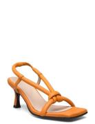Slfsara Padded Leather High Heel Sandal Sandal Med Hæl Orange Selected...