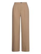 Trousers Bella Pure Linen Bottoms Trousers Straight Leg Beige Lindex