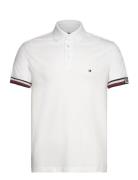 Monotype Flag Cuff Slim Fit Polo Tops Polos Short-sleeved White Tommy ...