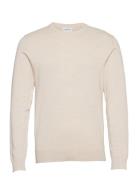 Ecovero L/S O-Neck Knit Tops Knitwear Round Necks Cream Lindbergh