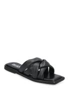 Bialillie Padded Cross Slide Smooth Leather Flade Sandaler Black Bianc...