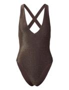 Swimsuit Ciara Lurex Badedragt Badetøj Brown Lindex