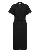 Videlea V-Neck S/S Midi Dress/R/Vol Knælang Kjole Black Vila