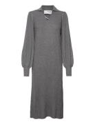 Slfselene Ls Knit Dress B Knælang Kjole Grey Selected Femme