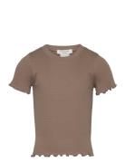 Cotton T-Shirt Tops T-Kortærmet Skjorte Brown Rosemunde Kids