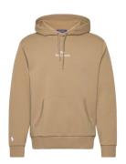 Logo Double-Knit Hoodie Tops Sweatshirts & Hoodies Hoodies Khaki Green...