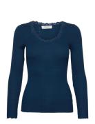 Rwbabette Ls U-Neck Lace Top Tops T-shirts & Tops Long-sleeved Blue Ro...