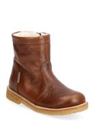 Boots - Flat - With Zipper Vinterstøvler Pull On Brown ANGULUS