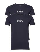 Mens Knit 2Pack T-Sh Tops T-Kortærmet Skjorte Navy Emporio Armani