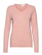 Viril V-Neck L/S Knit Top - Noos Tops Knitwear Jumpers Pink Vila
