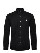 Featherweight Mesh-Lsl-Knt Designers Shirts Casual Black Polo Ralph La...