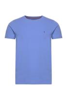 Stretch Slim Fit Tee Tops T-Kortærmet Skjorte Blue Tommy Hilfiger