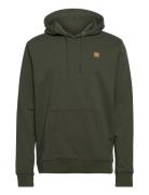 Basic Organic Hood Tops Sweatshirts & Hoodies Hoodies Khaki Green Clea...