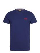 Essential Logo Emb Tee Tops T-Kortærmet Skjorte Blue Superdry