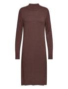 Viril Crew Neck L/S Midi Dress - Noos Knælang Kjole Brown Vila