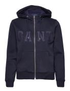 D2. Gant Logo Zip Hoodie Tops Sweatshirts & Hoodies Hoodies Navy GANT