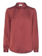 Viellette Satin L/S Shirt - Noos Tops Shirts Long-sleeved Red Vila