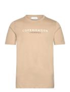 Copenhagen Print Tee S/S Tops T-Kortærmet Skjorte Beige Lindbergh