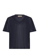 Mmcasa V-Ss Foil Tee Tops T-shirts & Tops Short-sleeved Navy MOS MOSH
