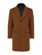 Slhjoseph Wool Coat Noos Uldfrakke Frakke Brown Selected Homme