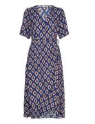 Onlleah S/S Wrap Midi Dress Ex Ptm Knælang Kjole Navy ONLY