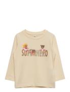 Nmflina Ls Top Box Tops T-shirts Long-sleeved T-Skjorte Cream Name It