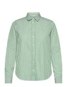 Reg Classic Poplin Striped Shirt Tops Shirts Long-sleeved Green GANT