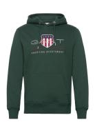 Reg Archive Shield Hoodie Tops Sweatshirts & Hoodies Hoodies Green GAN...