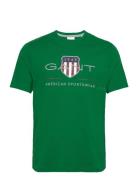 Reg Archive Shield Ss T-Shirt Tops T-Kortærmet Skjorte Green GANT