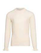 Nkfvianna Ls Slim Knit N Tops T-shirts Long-sleeved T-Skjorte Cream Na...