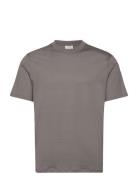 Slim-Fit Mercerised T-Shirt Tops T-Kortærmet Skjorte Grey Mango