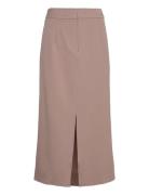 Vivar Hw Long Skirt - Noos Knælang Nederdel Brown Vila