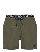 Mens Woven Boxer Badeshorts Khaki Green Emporio Armani