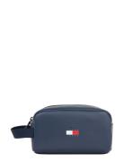 Tjm Archive Leather Washbag Toilettaske Blue Tommy Hilfiger