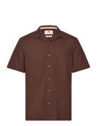 Akleo S/S Cot/Linen Shirt Tops Shirts Short-sleeved Brown Anerkjendt