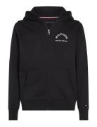 Roundall Hooded Zip Through Tops Sweatshirts & Hoodies Hoodies Black T...