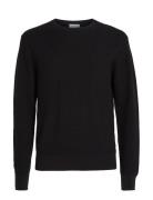 Waffle Structure Sweater Tops Knitwear Round Necks Black Calvin Klein