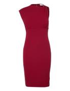 Scuba Crepe Metal Detail Dress Kort Kjole Burgundy Calvin Klein