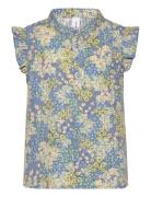 Vmfia Ruffle Sl Crop Shirt Wvn Girl Tops T-shirts Sleeveless Multi/pat...